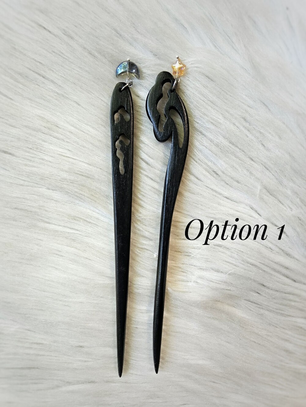 Handcrafted Wood Hair Pins (2) - Picture 4 of 7